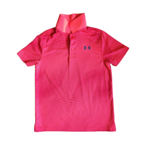 Under Armour Other - Boys UA Pink and Striped Heatgear Loose Fit Polo